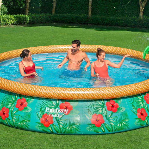 Round cm Solobaled Paradise Inflatable Pool Bestway Palms – 457x 84